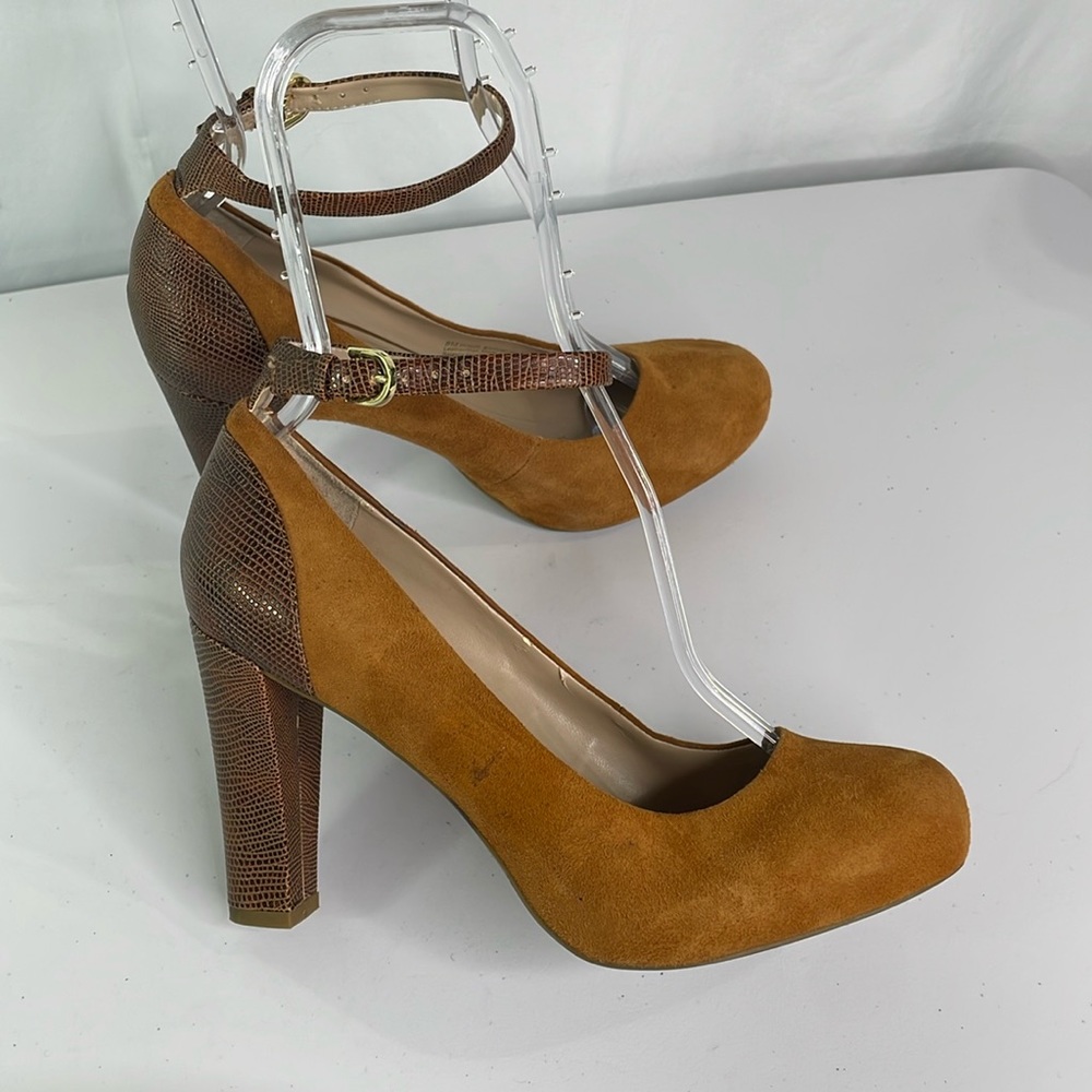 Franco Sarto Denise suede, and reptile skin look pumps